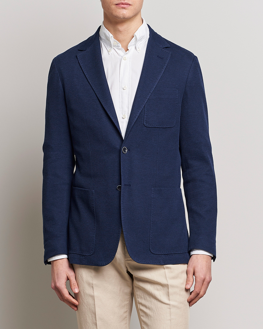 Hombres | Blazers | Canali | Cotton Stretch Jersey Blazer Navy