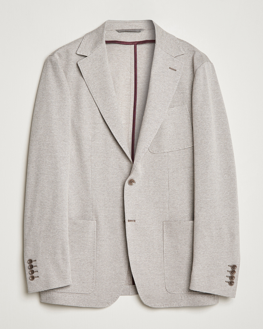 Hombres | Blazers | Canali | Houndstooth Jersey Blazer Beige