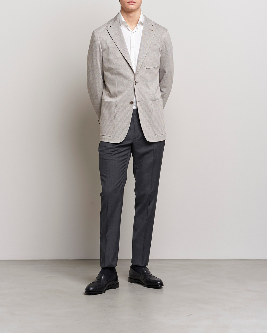 Hombres | Blazers | Canali | Houndstooth Jersey Blazer Beige