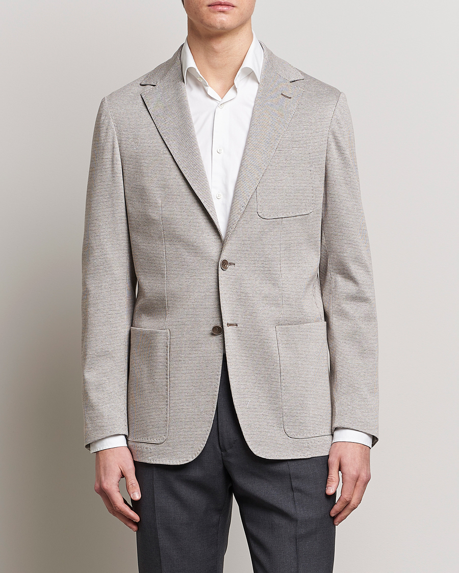 Hombres | Blazers | Canali | Houndstooth Jersey Blazer Beige