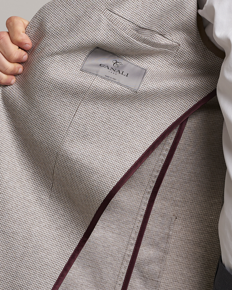 Hombres | Blazers | Canali | Houndstooth Jersey Blazer Beige