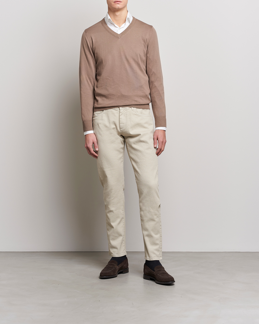 Hombres | Pantalones | Canali | Slim Fit 5-Pocket Pants Beige