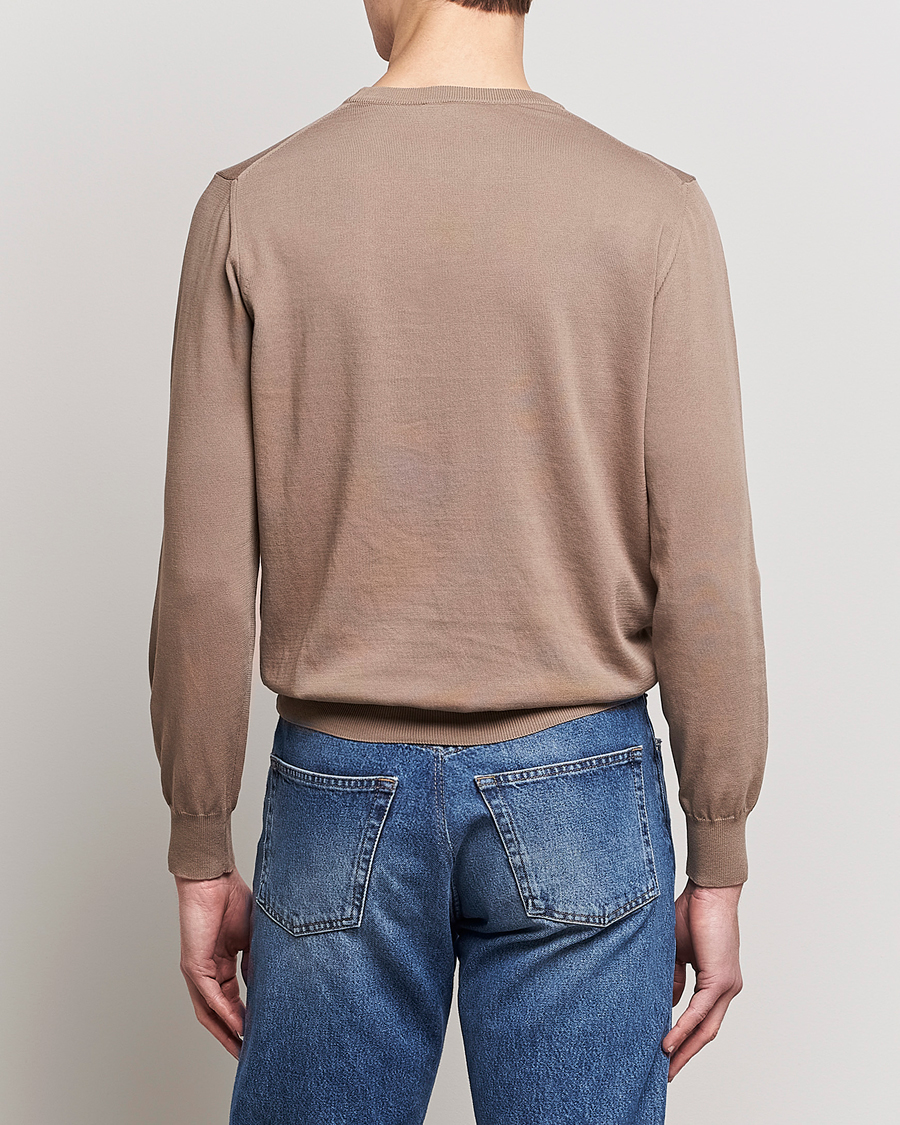 Hombres | Jerséis y prendas de punto | Canali | Cotton Crew Neck Pullover Brown