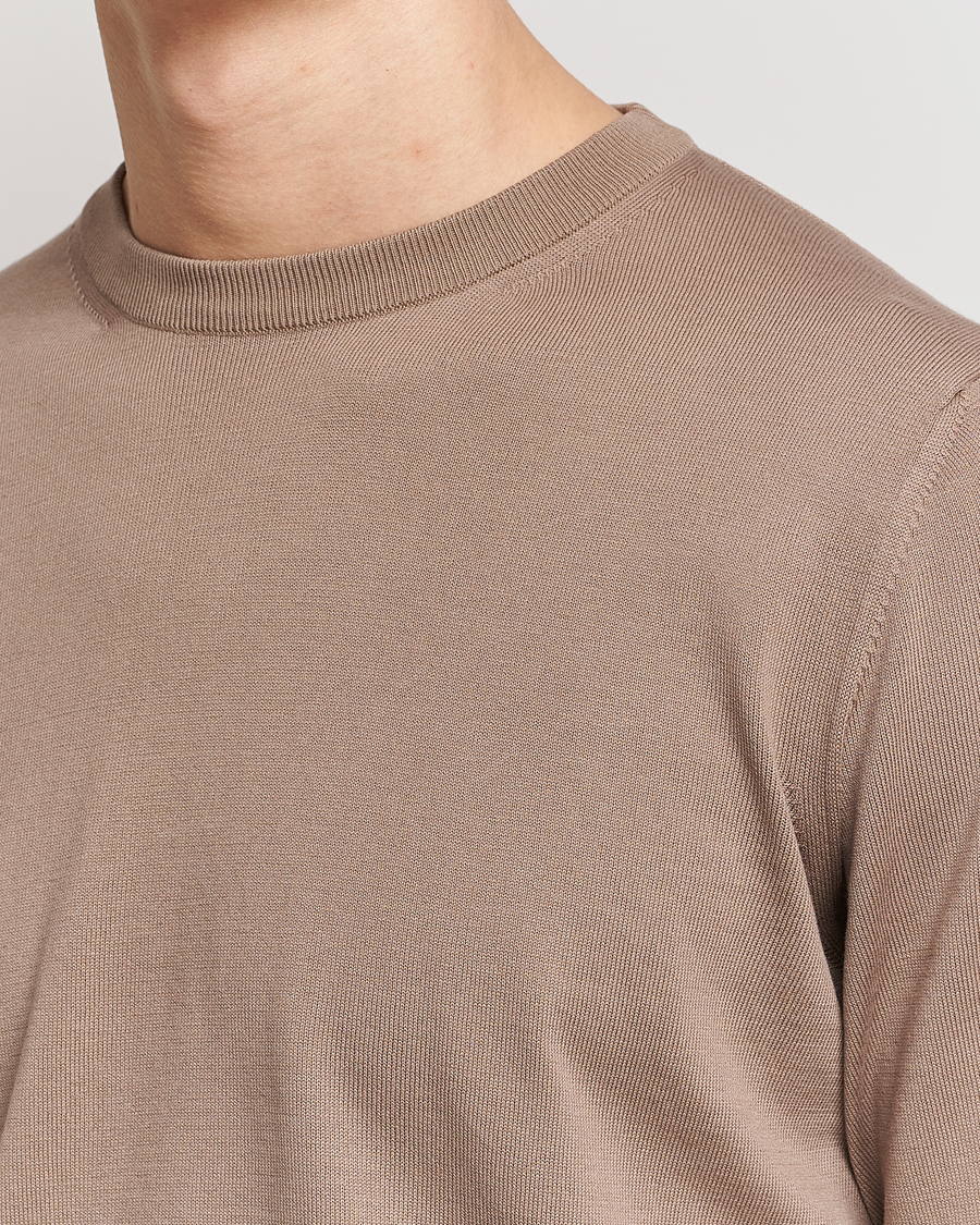 Hombres | Jerséis y prendas de punto | Canali | Cotton Crew Neck Pullover Brown