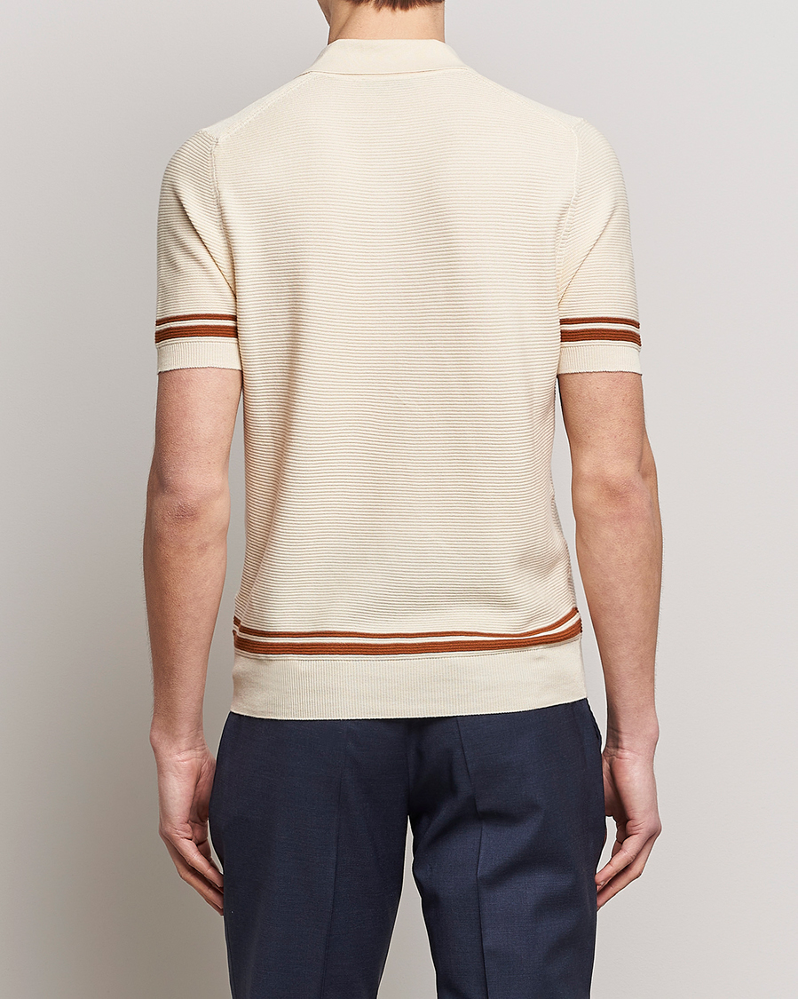 Hombres | Jerséis y prendas de punto | Canali | Short Sleeve Knitted Polo Beige