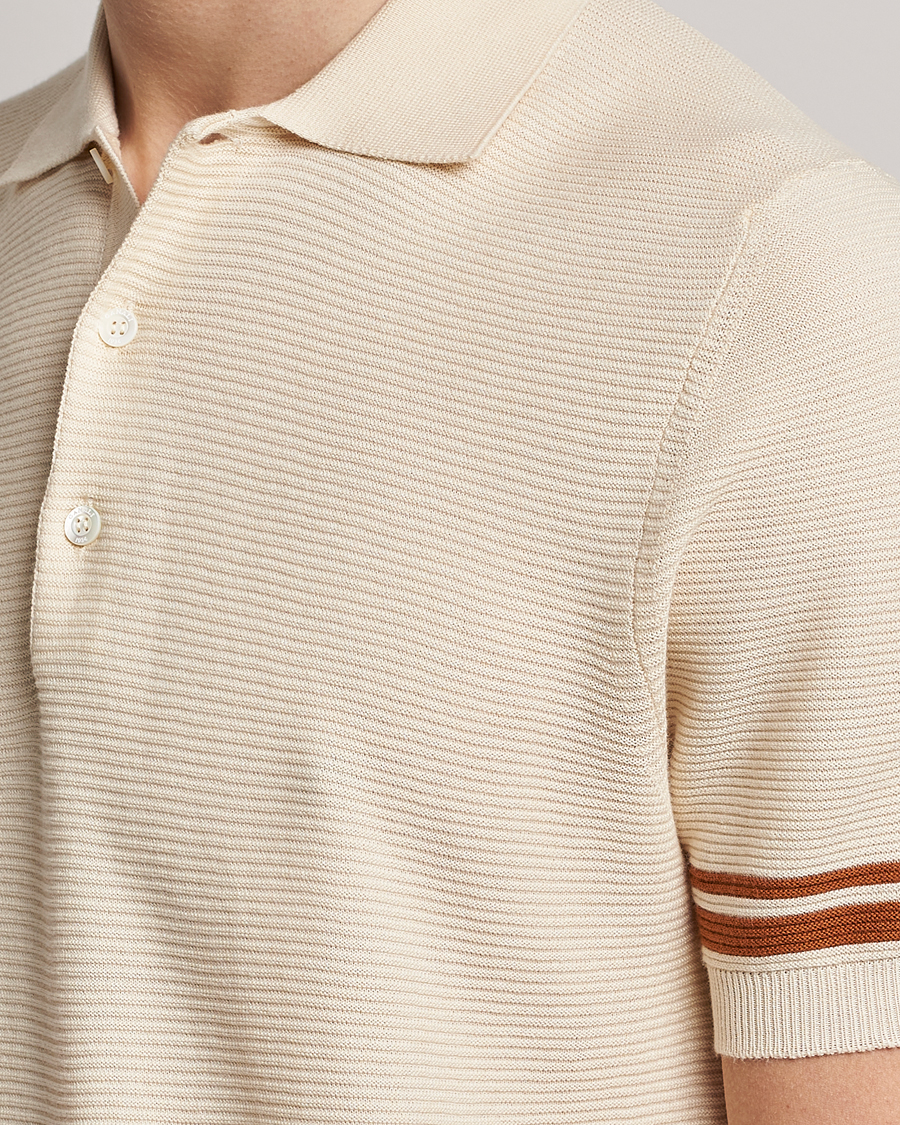 Hombres | Jerséis y prendas de punto | Canali | Short Sleeve Knitted Polo Beige