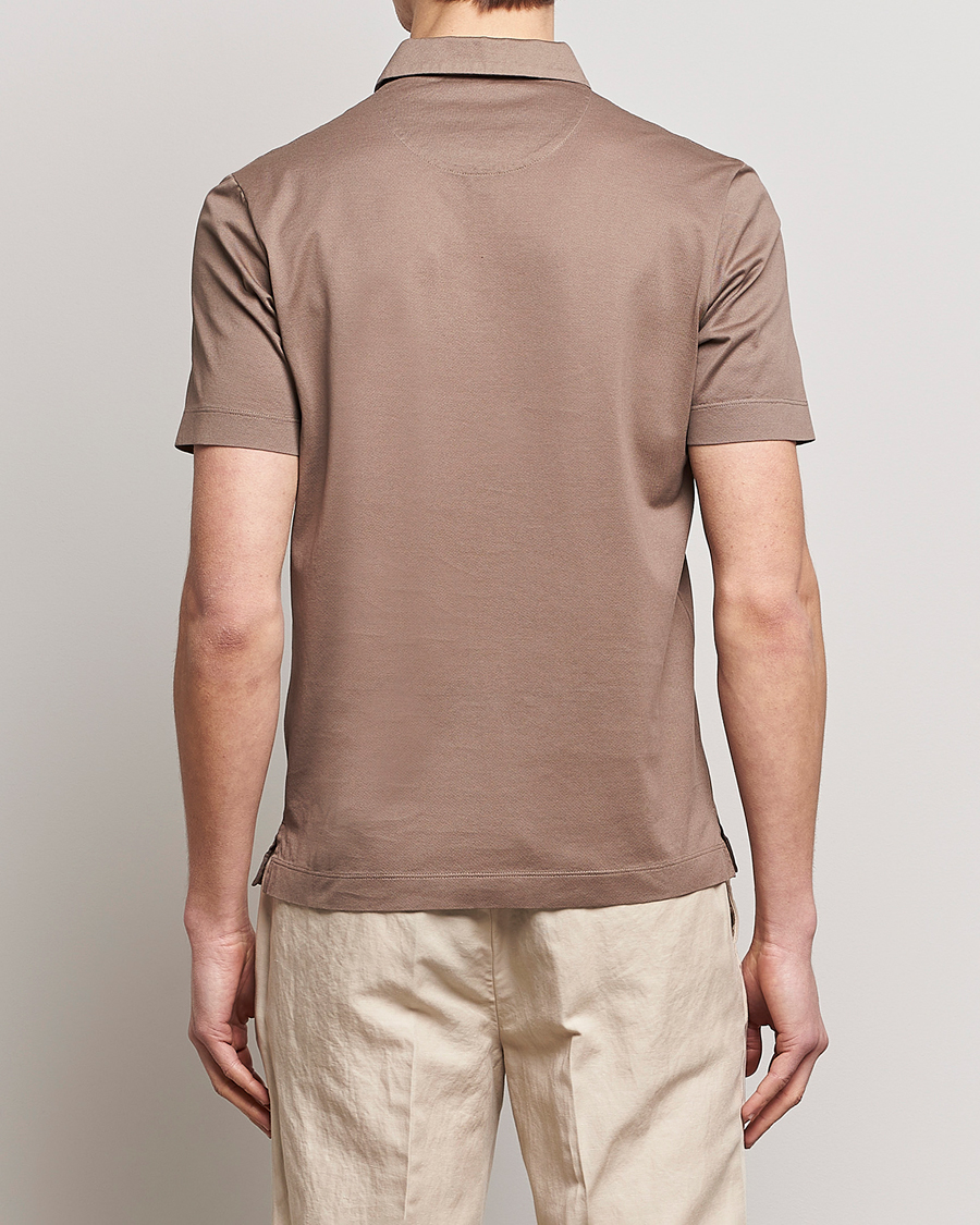 Hombres | Polos | Canali | Short Sleeve Polo Pique Taupe