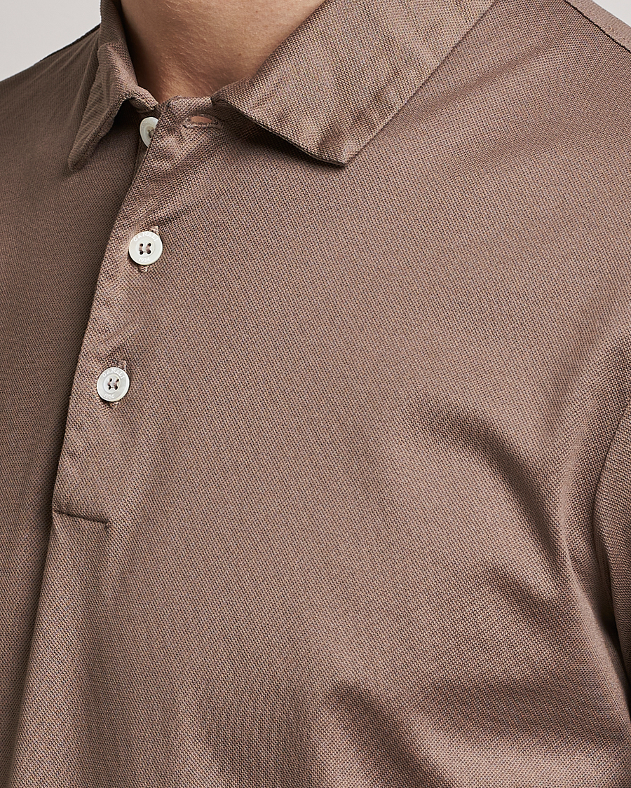 Hombres | Polos | Canali | Short Sleeve Polo Pique Taupe