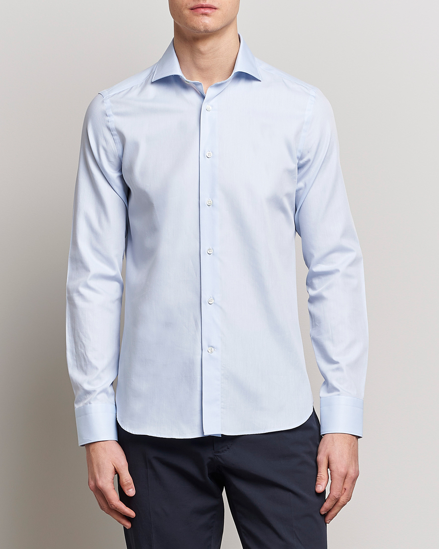 Hombres | Camisas | Canali | Slim Fit Cotton Shirt Light Blue