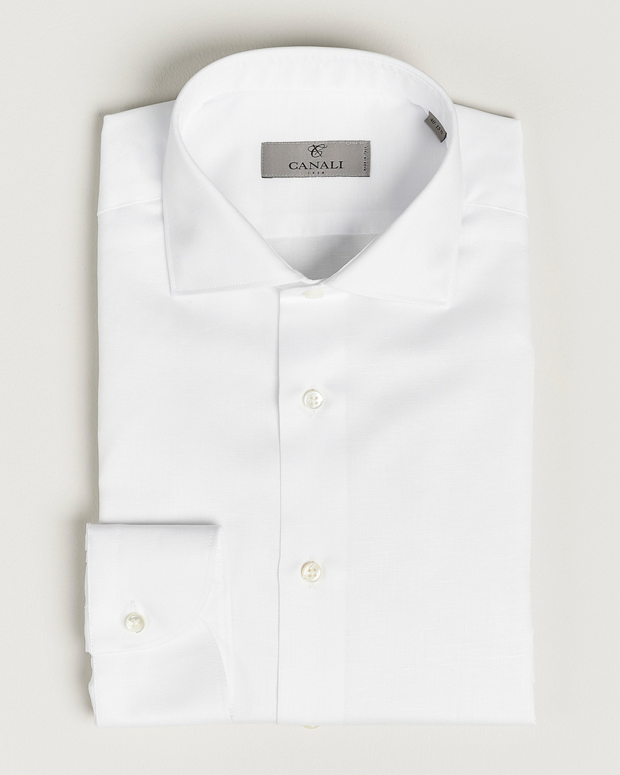 Hombres | Camisas | Canali | Slim Fit Linen Shirt White