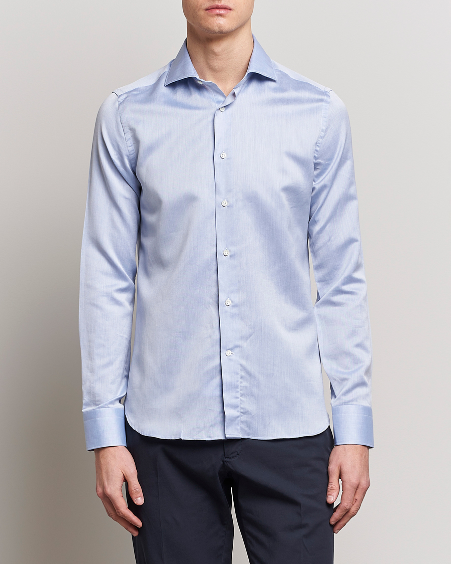 Hombres | Camisas | Canali | Slim Fit Linen Shirt Light Blue