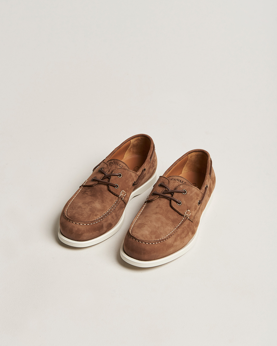 Hombres | Canali Boat Shoes Dark Brown Nubuck | Canali | Boat Shoes Dark Brown Nubuck