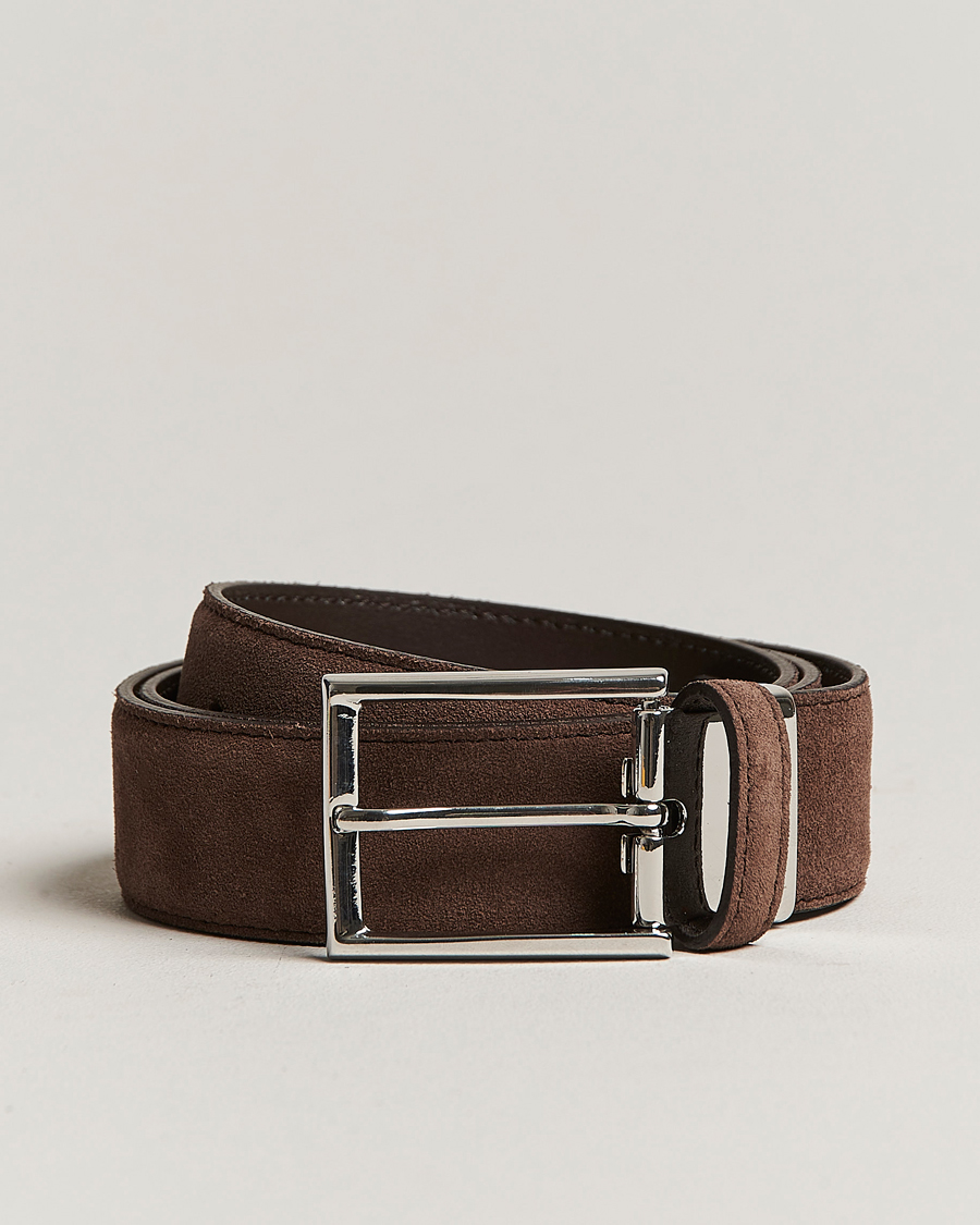 Hombres | Canali Classic Belt Dark Brown Suede | Canali | Classic Belt Dark Brown Suede