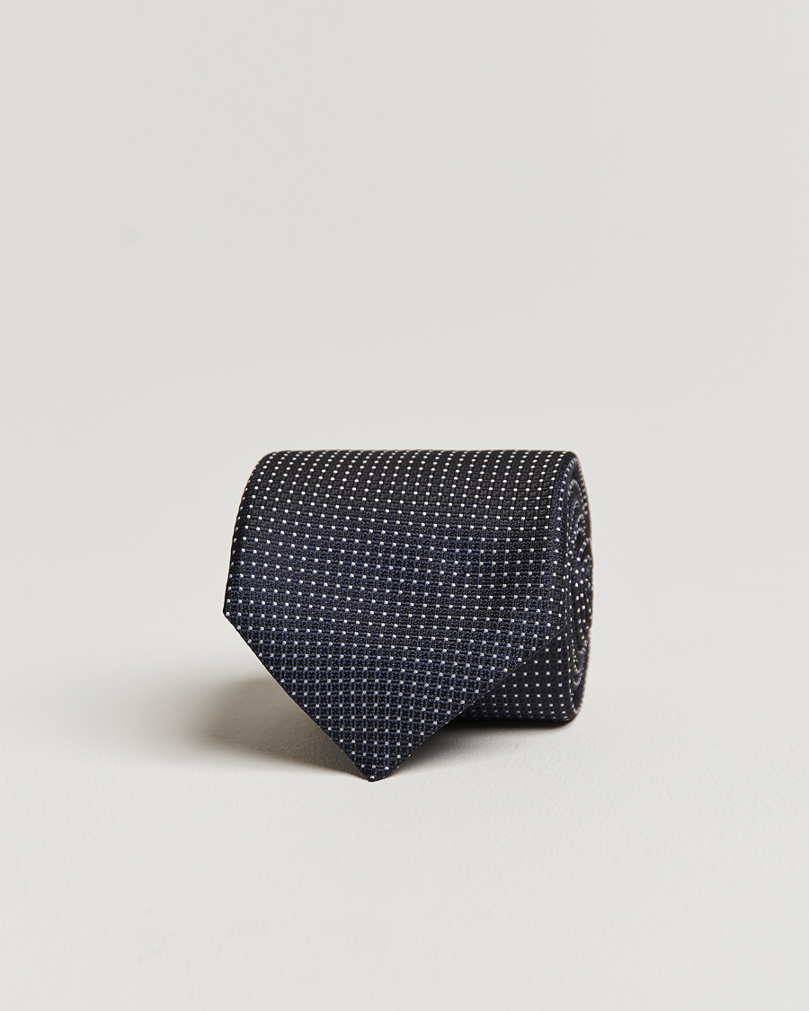 Hombres | Canali Micro Jacquard Silk Tie Navy | Canali | Micro Jacquard Silk Tie Navy
