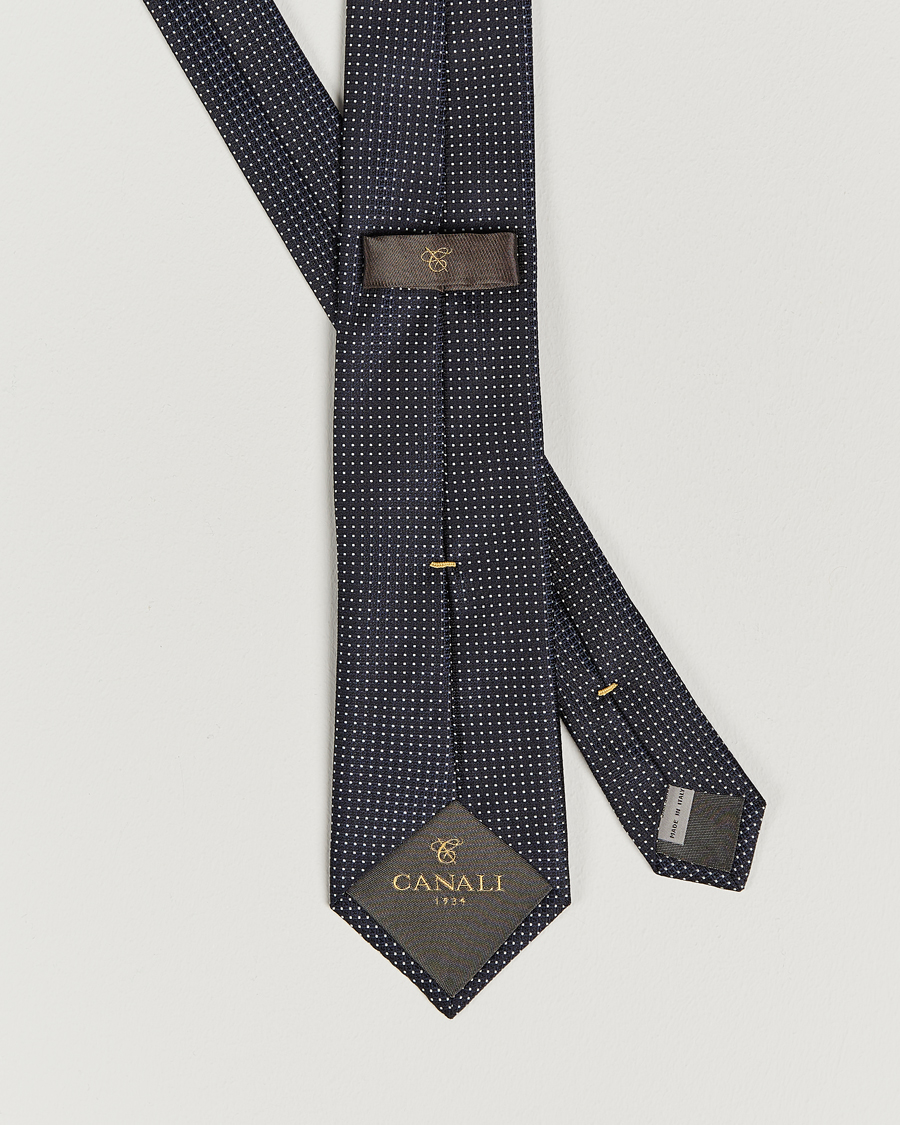 Hombres | Canali Micro Jacquard Silk Tie Navy | Canali | Micro Jacquard Silk Tie Navy