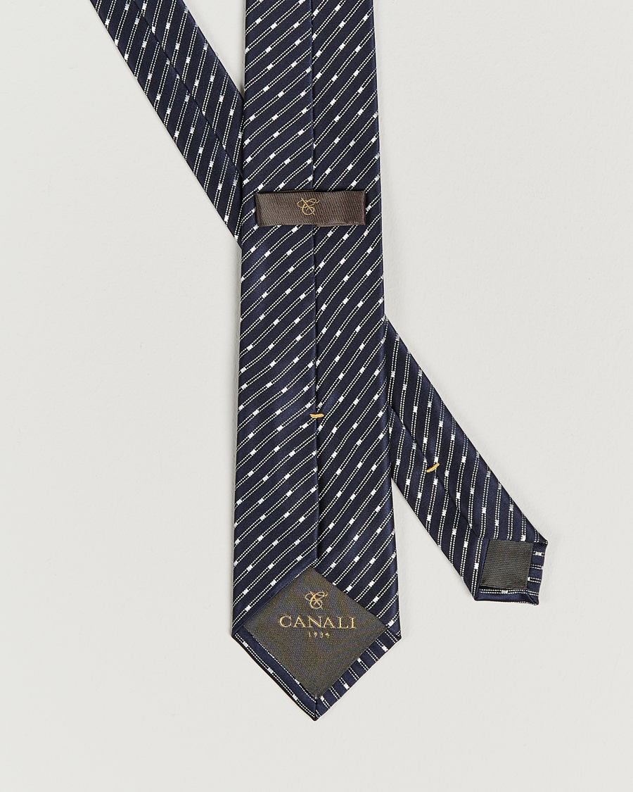 Hombres | Canali Micro Jacquard Silk Tie Navy | Canali | Micro Jacquard Silk Tie Navy