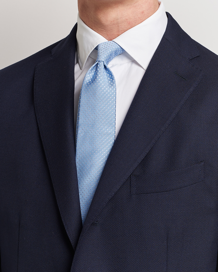 Hombres | Canali Micro Dot Silk Tie Light Blue | Canali | Micro Dot Silk Tie Light Blue