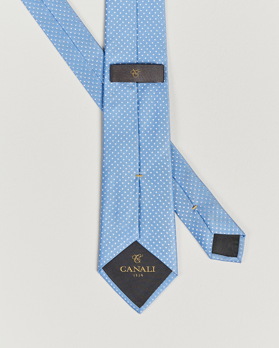 Hombres | Canali Micro Dot Silk Tie Light Blue | Canali | Micro Dot Silk Tie Light Blue