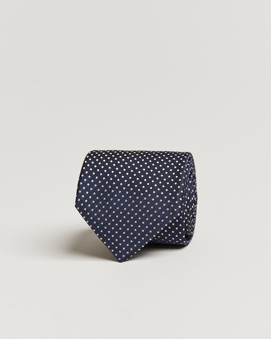 Hombres | Canali Micro Dot Silk Tie Navy | Canali | Micro Dot Silk Tie Navy