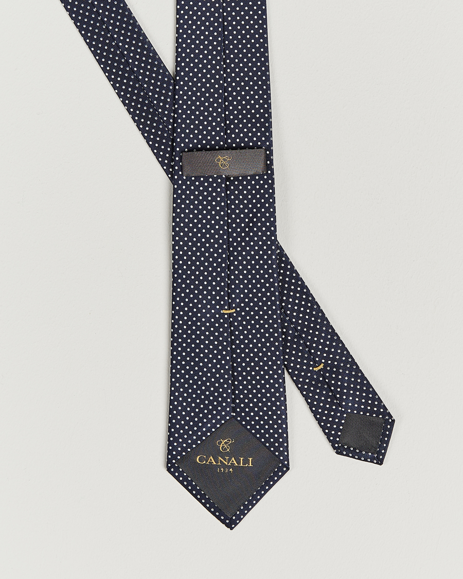 Hombres | Canali Micro Dot Silk Tie Navy | Canali | Micro Dot Silk Tie Navy