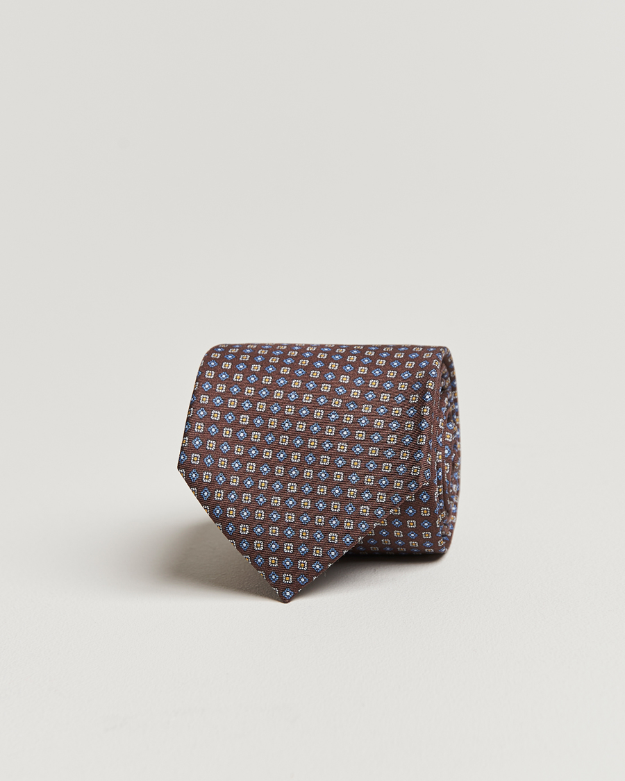 Hombres | Canali Micro Pattern Printed Silk Tie Brown | Canali | Micro Pattern Printed Silk Tie Brown