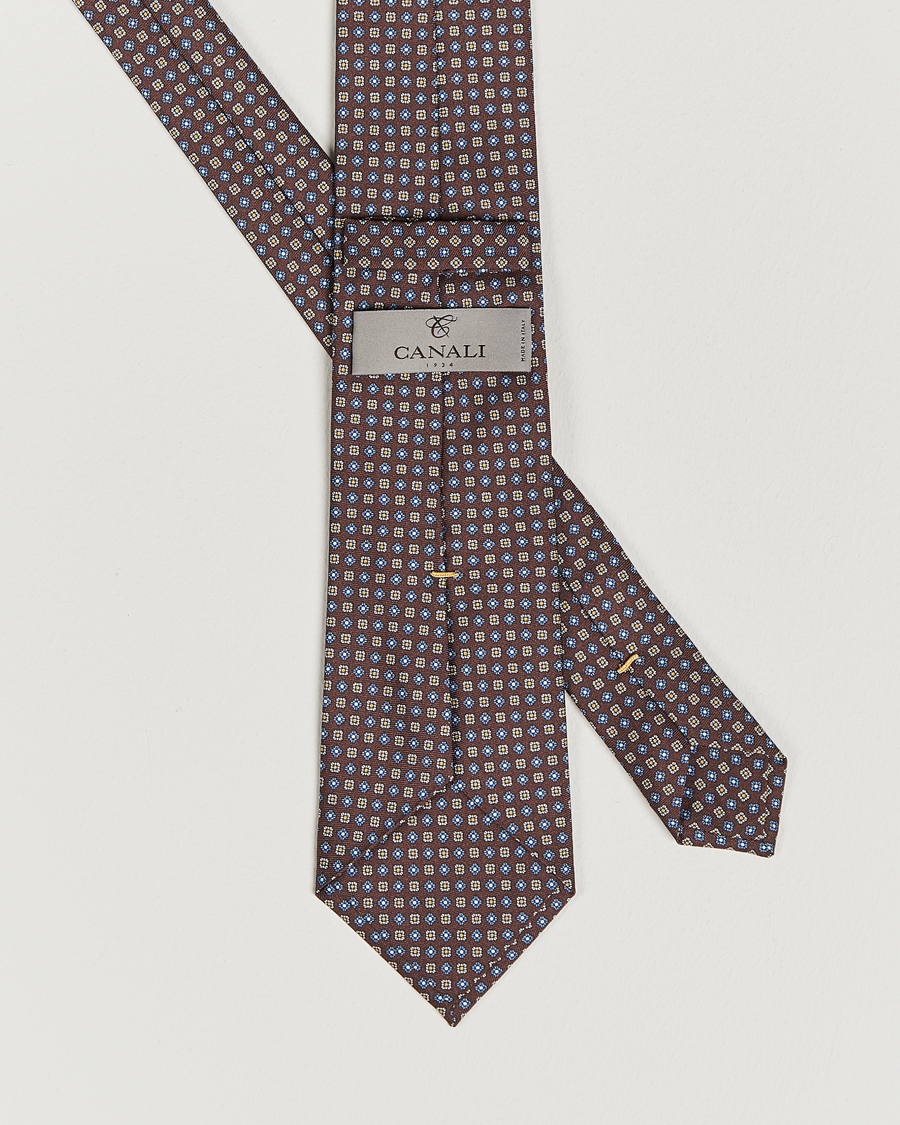 Hombres | Canali Micro Pattern Printed Silk Tie Brown | Canali | Micro Pattern Printed Silk Tie Brown