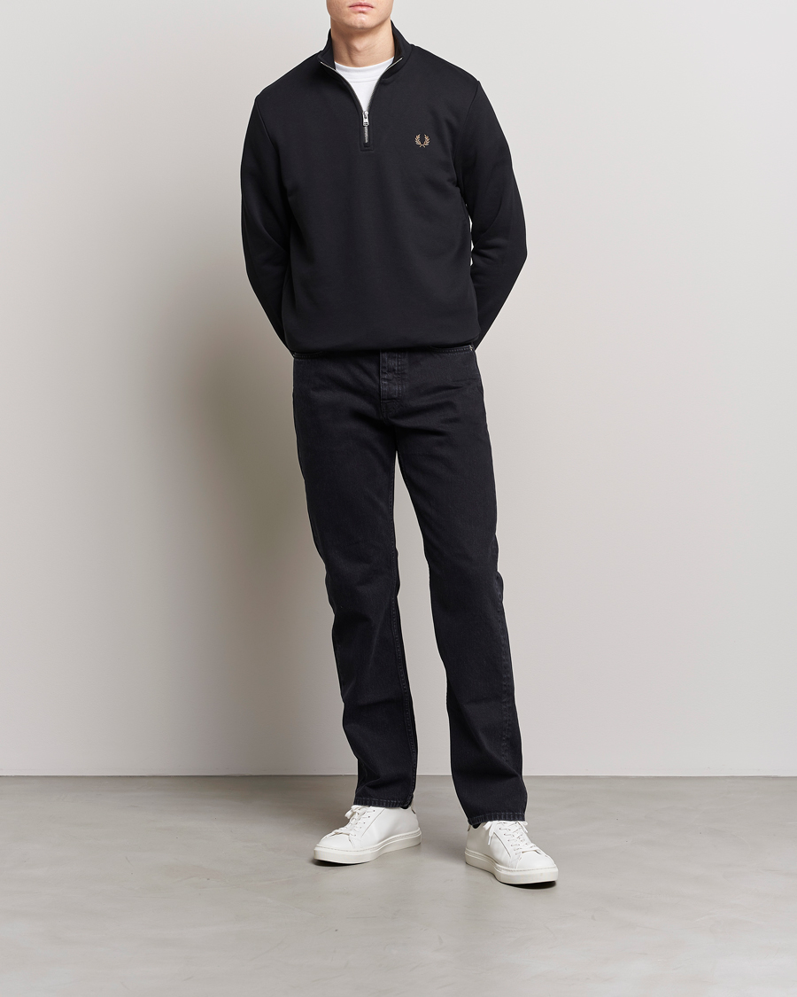 Hombres | Jerséis y prendas de punto | Fred Perry | Half Zip Sweatshirt Black