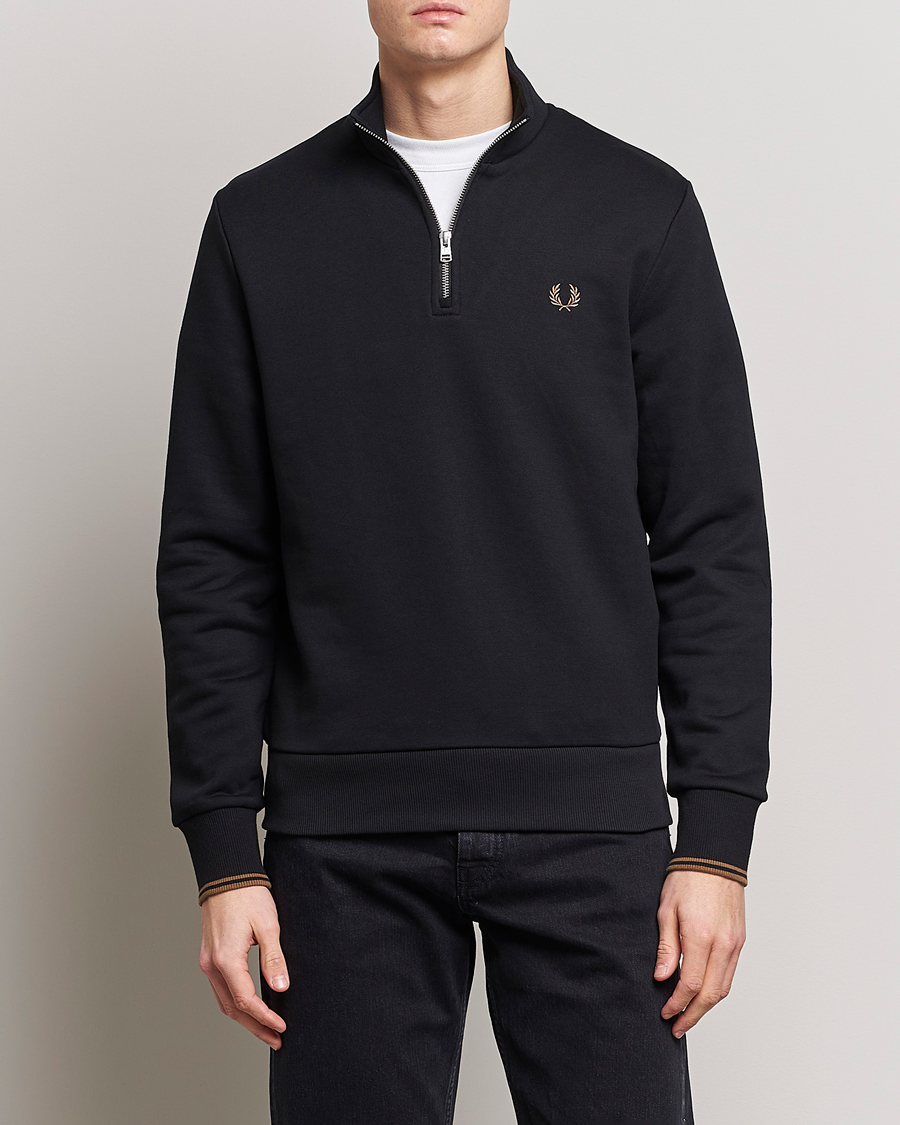 Hombres | Jerséis y prendas de punto | Fred Perry | Half Zip Sweatshirt Black