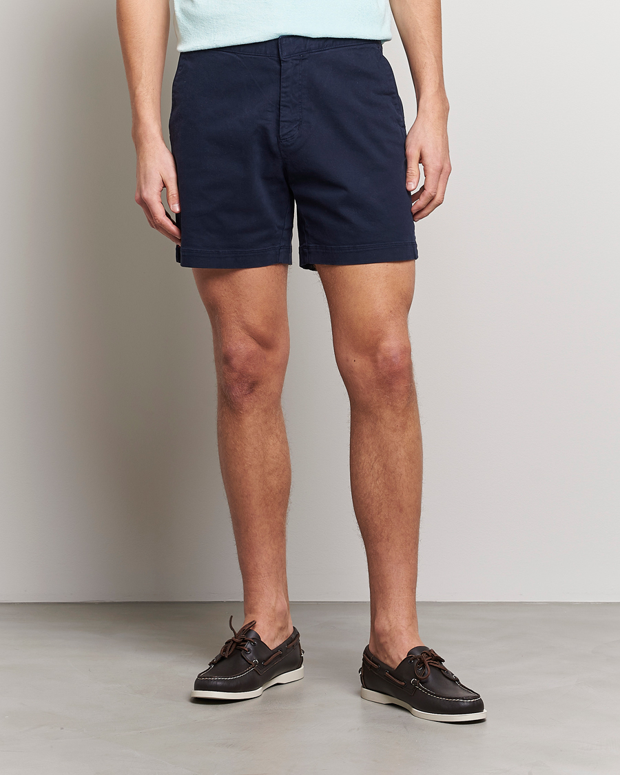 Hombres | Pantalones cortos chinos | Orlebar Brown | Bulldog Cotton Stretch Twill Shorts Dark Navy