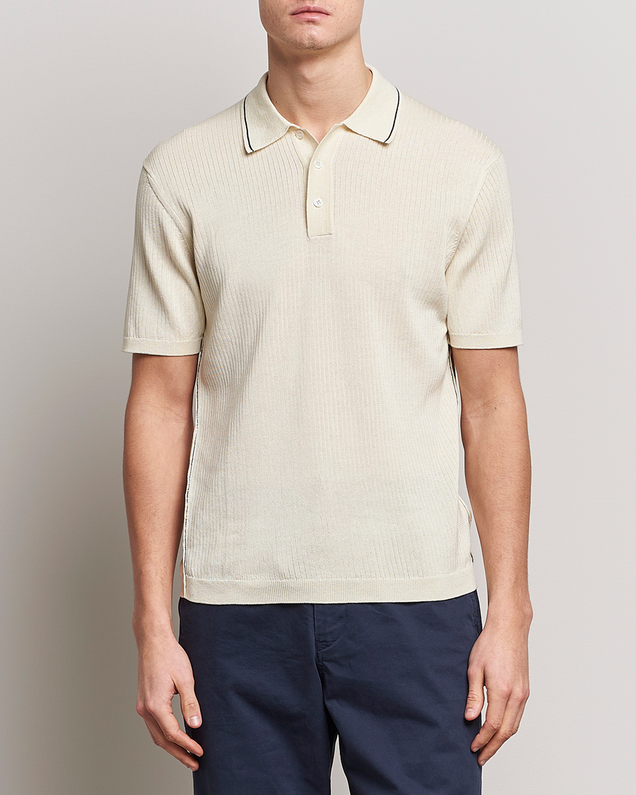 Hombres | Polos | Orlebar Brown | Maranon Organic Cotton Rib Tipping Polo Sea Mist