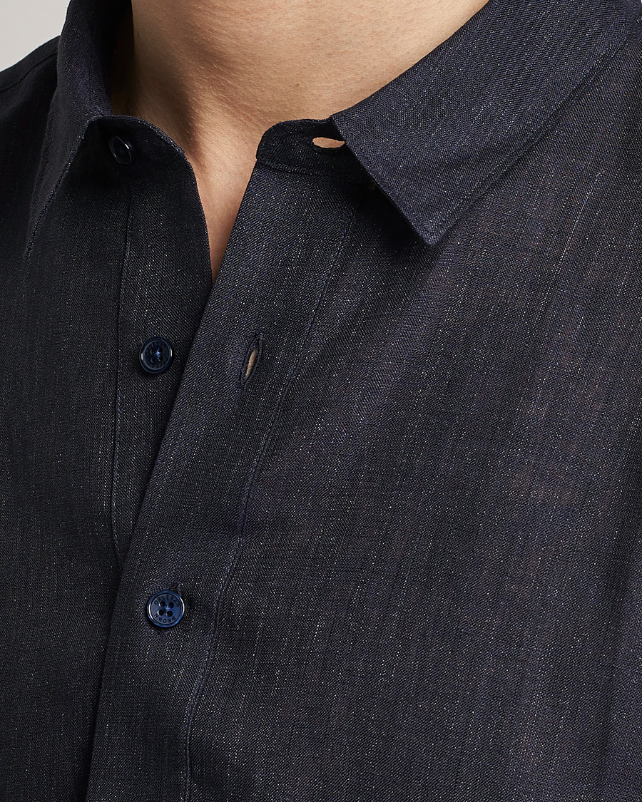 Hombres | Camisas | Orlebar Brown | Percy Smart Linen Shirt Dark Navy