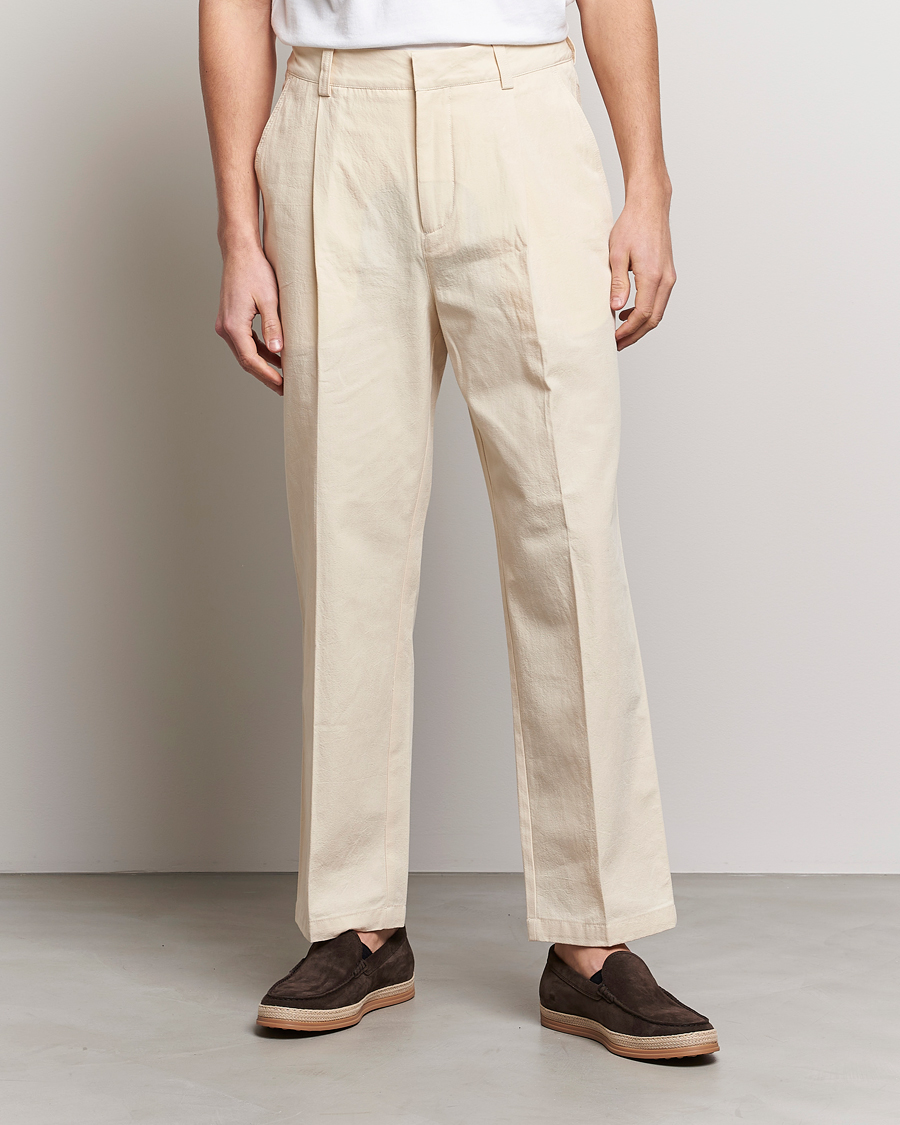 Hombres | Pantalones | Orlebar Brown | Beckworth Pleated Cotton Trousers Pebble