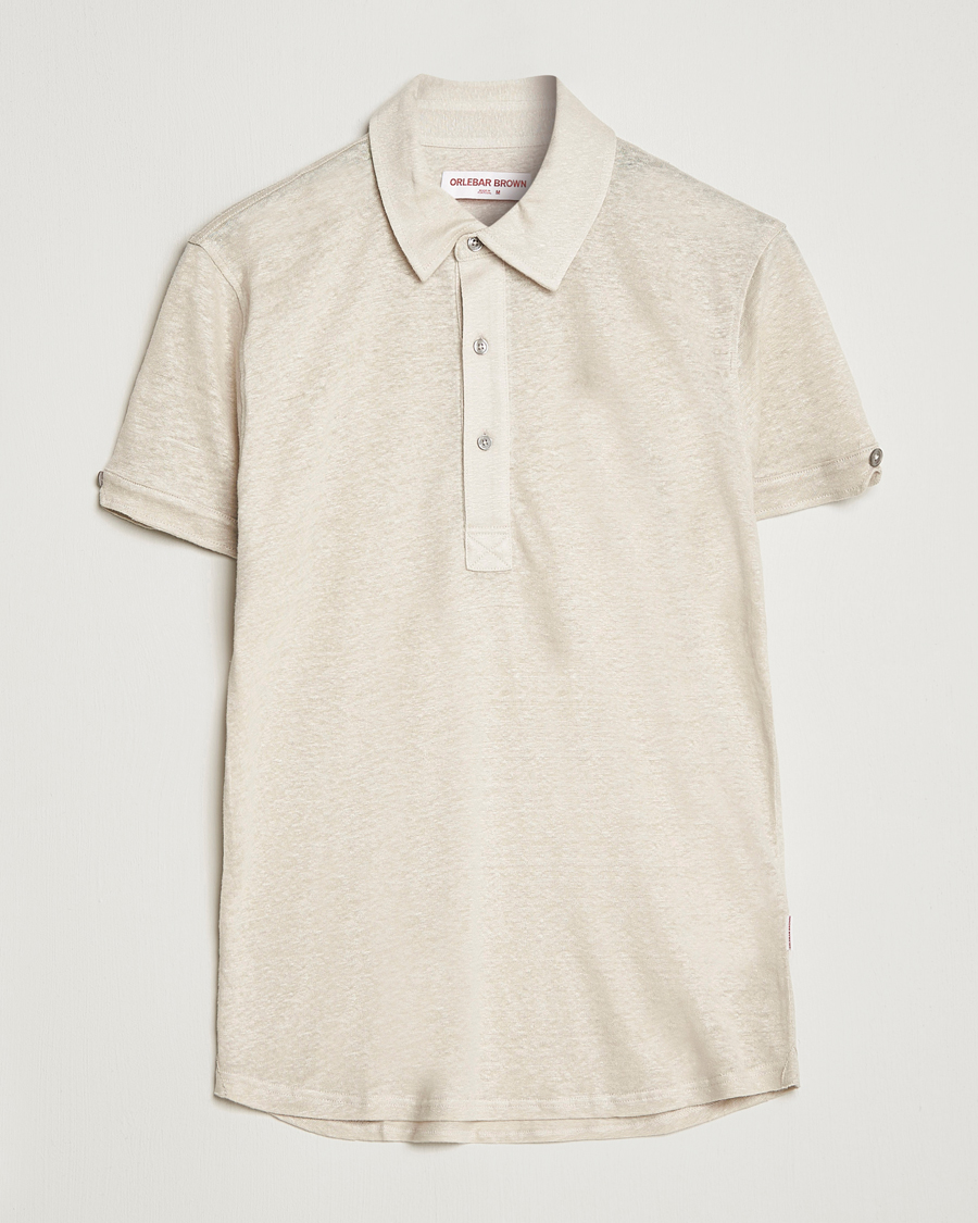 Hombres | Polos | Orlebar Brown | Sebastian Linen Polo Pebble