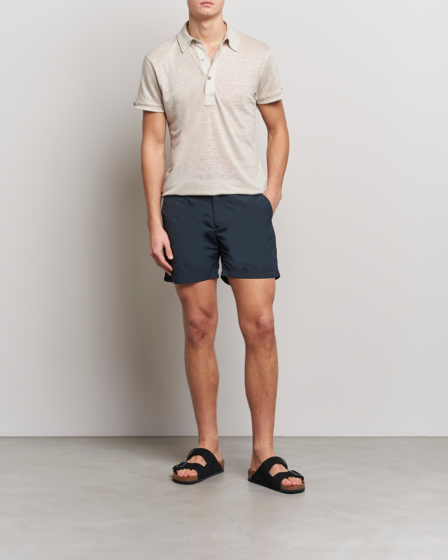 Hombres | Polos | Orlebar Brown | Sebastian Linen Polo Pebble