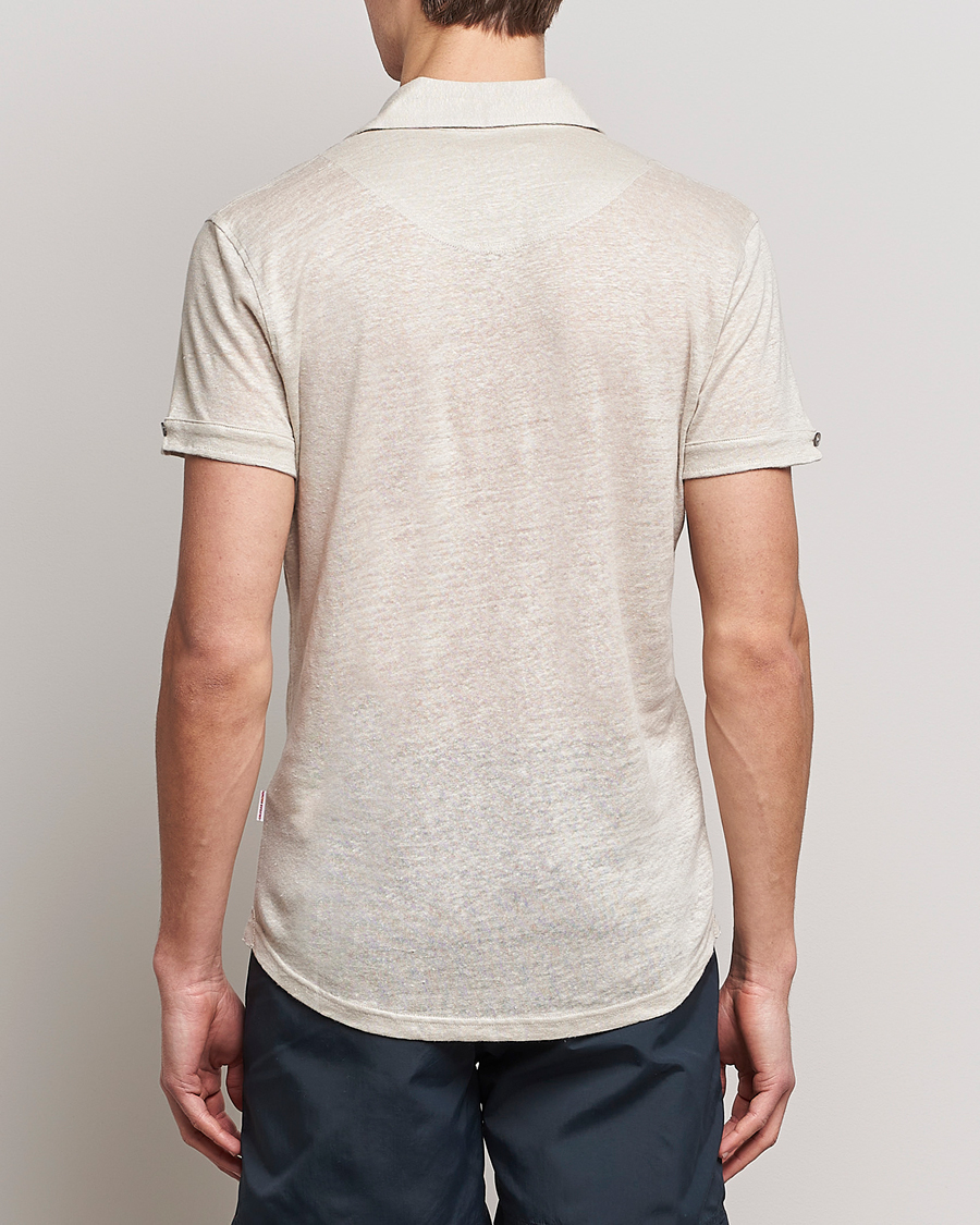 Hombres | Polos | Orlebar Brown | Sebastian Linen Polo Pebble