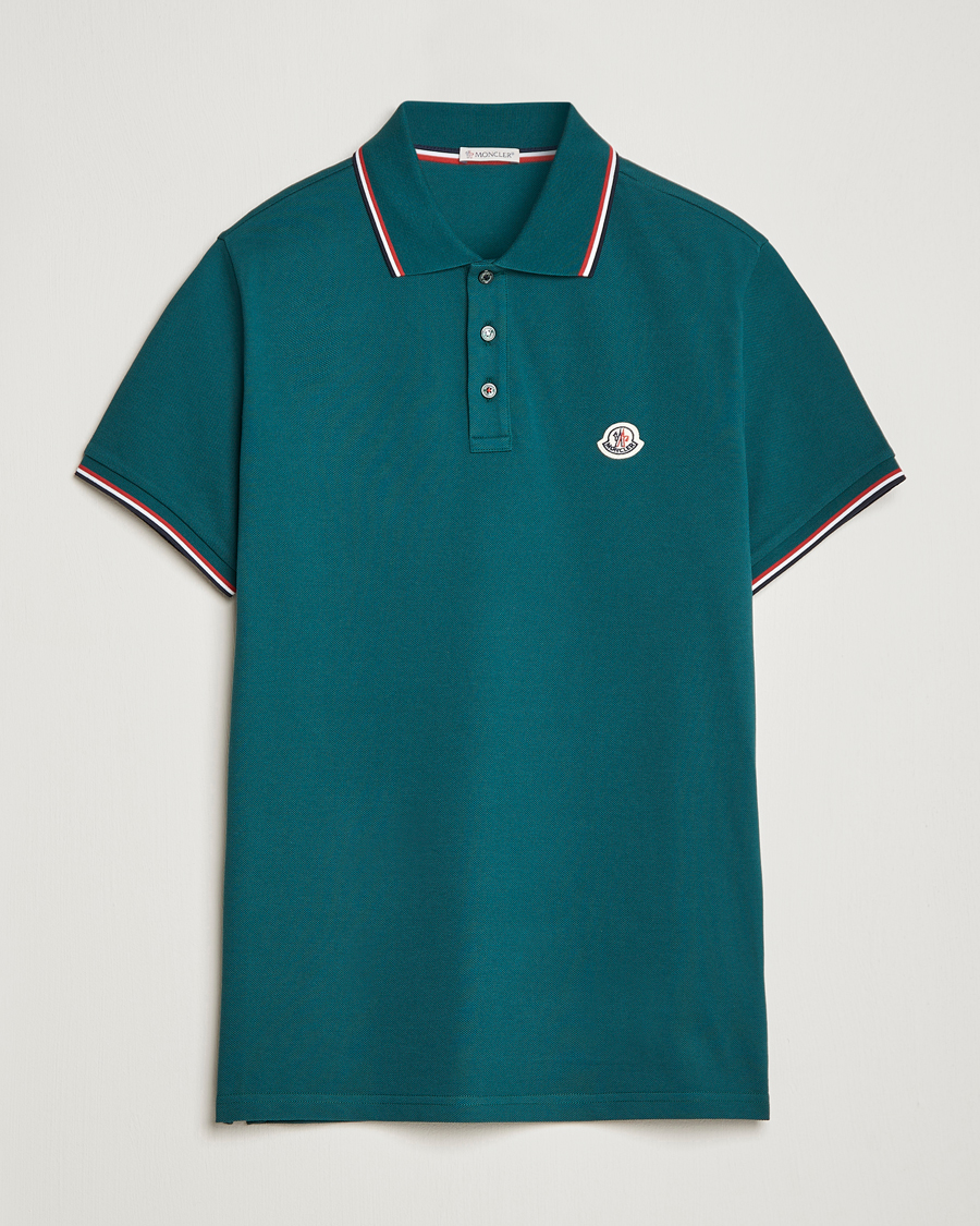 Hombres | Polos | Moncler | Contrast Rib Polo Bottle Green