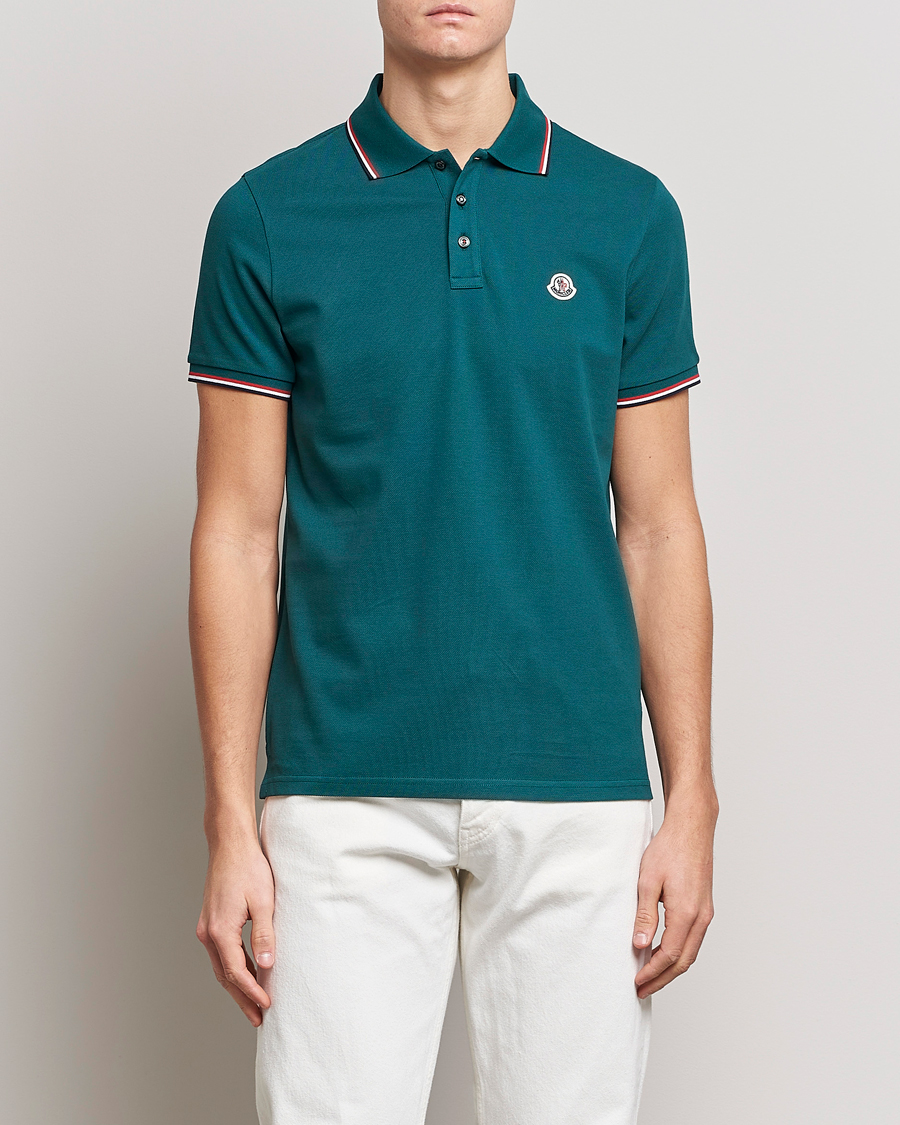 Hombres | Polos | Moncler | Contrast Rib Polo Bottle Green