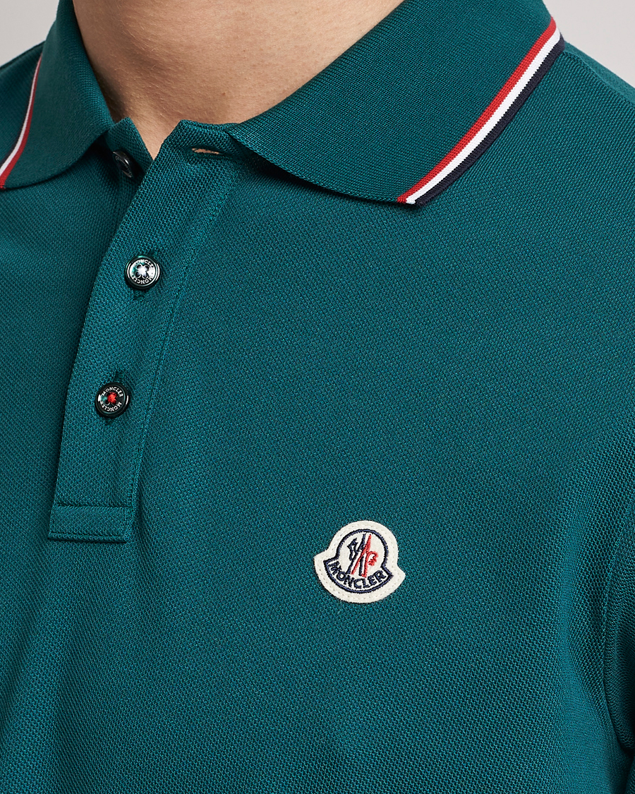 Hombres | Polos | Moncler | Contrast Rib Polo Bottle Green