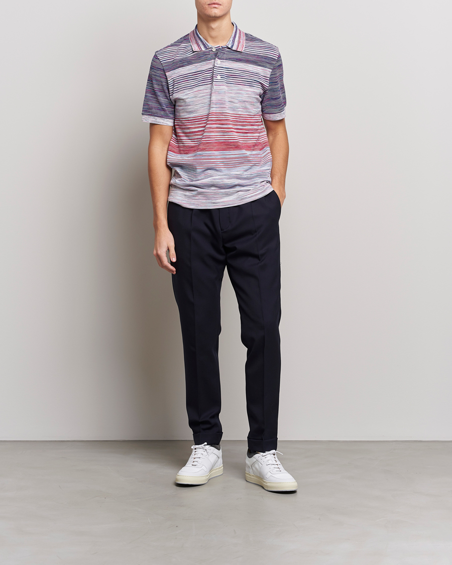 Hombres | Polos | Missoni | Short Sleeve Space Dye Polo Navy/Light Blue