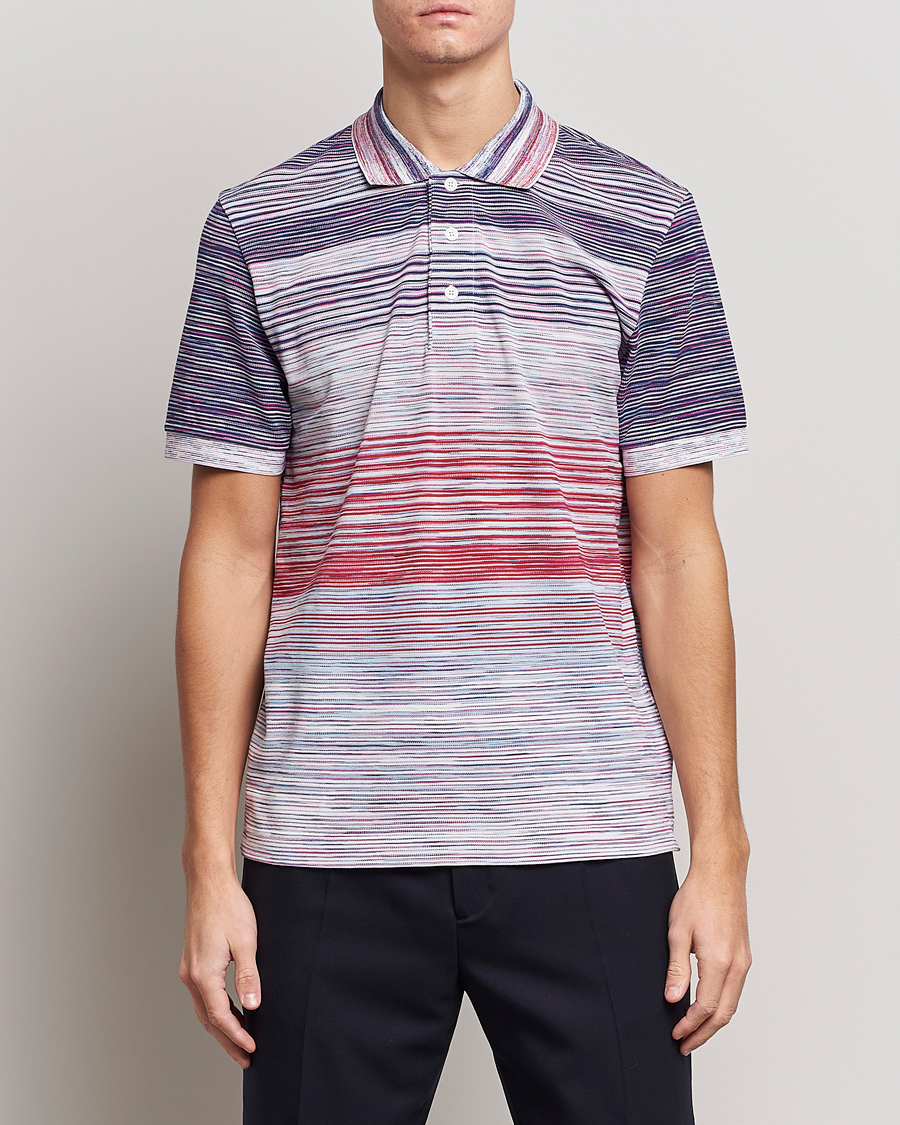 Hombres | Polos | Missoni | Short Sleeve Space Dye Polo Navy/Light Blue