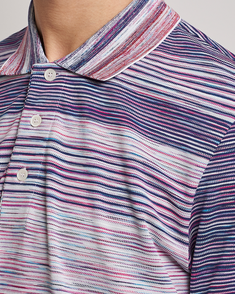 Hombres | Polos | Missoni | Short Sleeve Space Dye Polo Navy/Light Blue