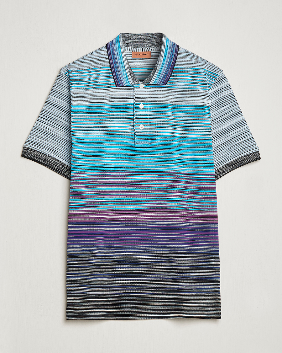 Hombres | Polos | Missoni | Short Sleeve Space Dye Polo Navy/Violet