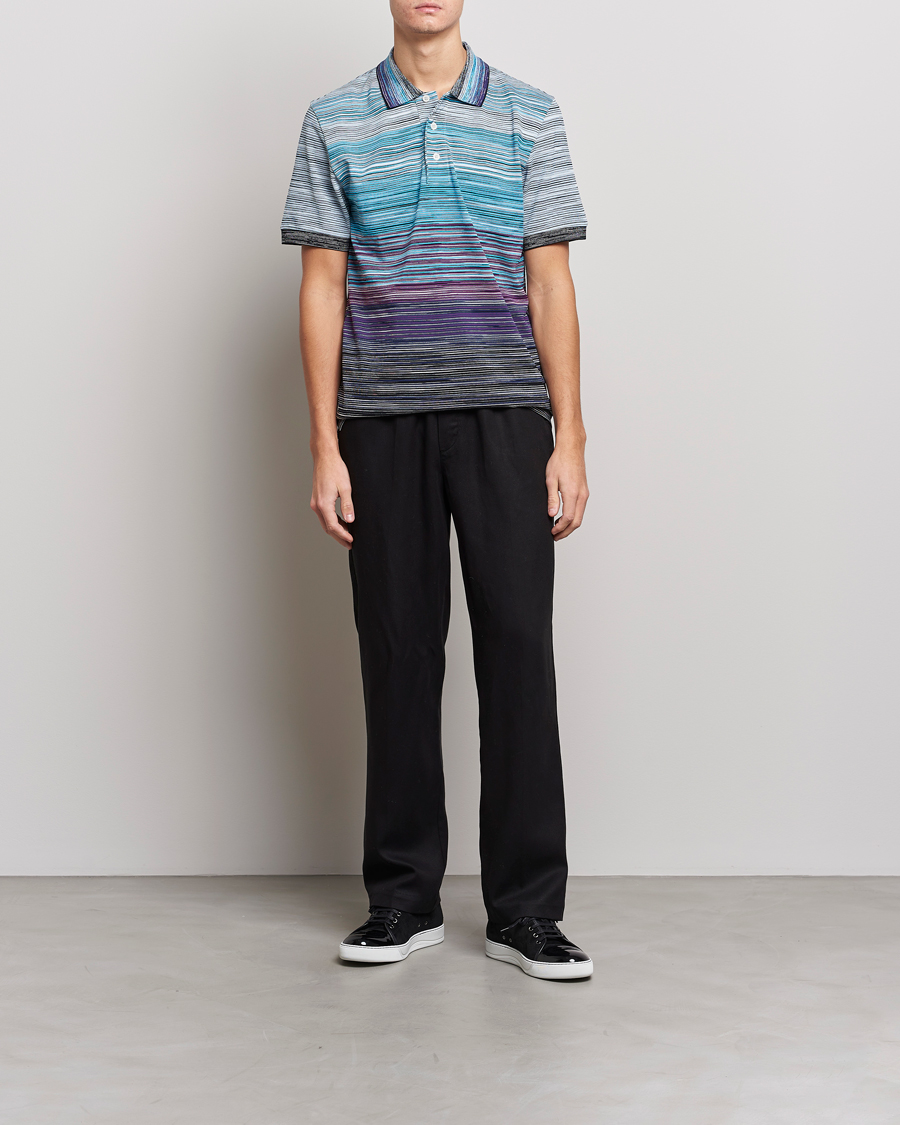 Hombres | Polos | Missoni | Short Sleeve Space Dye Polo Navy/Violet