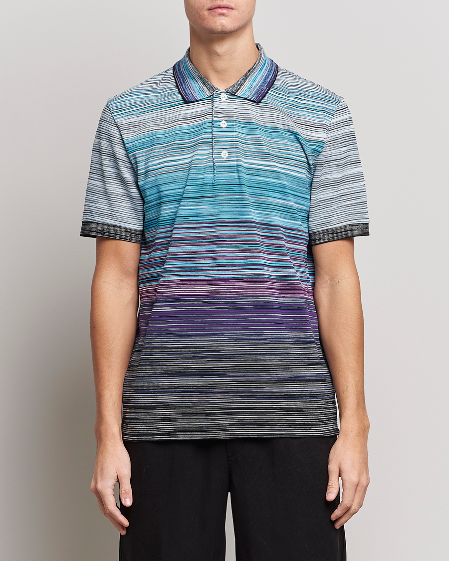 Hombres | Polos | Missoni | Short Sleeve Space Dye Polo Navy/Violet