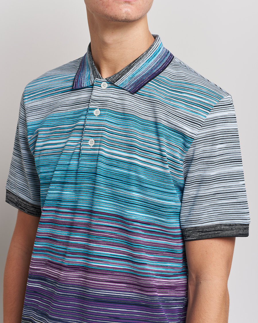 Hombres | Polos | Missoni | Short Sleeve Space Dye Polo Navy/Violet