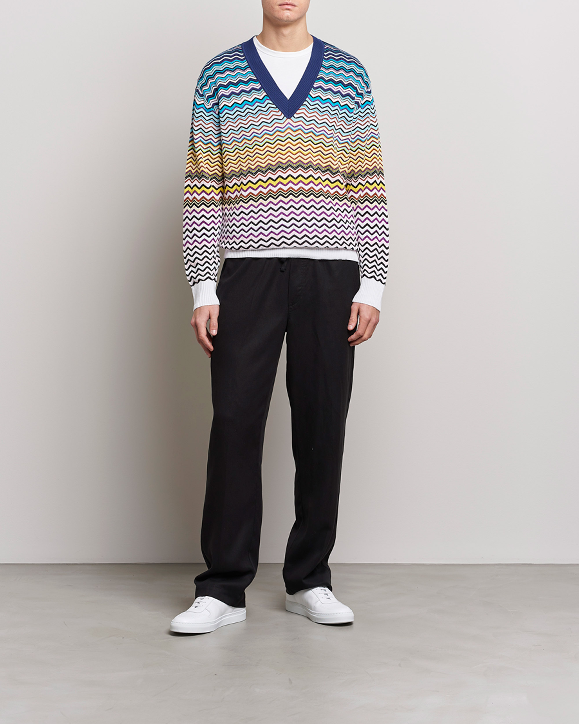 Hombres | Jerséis y prendas de punto | Missoni | V-Neck Chevron Sweater Blue/Yellow