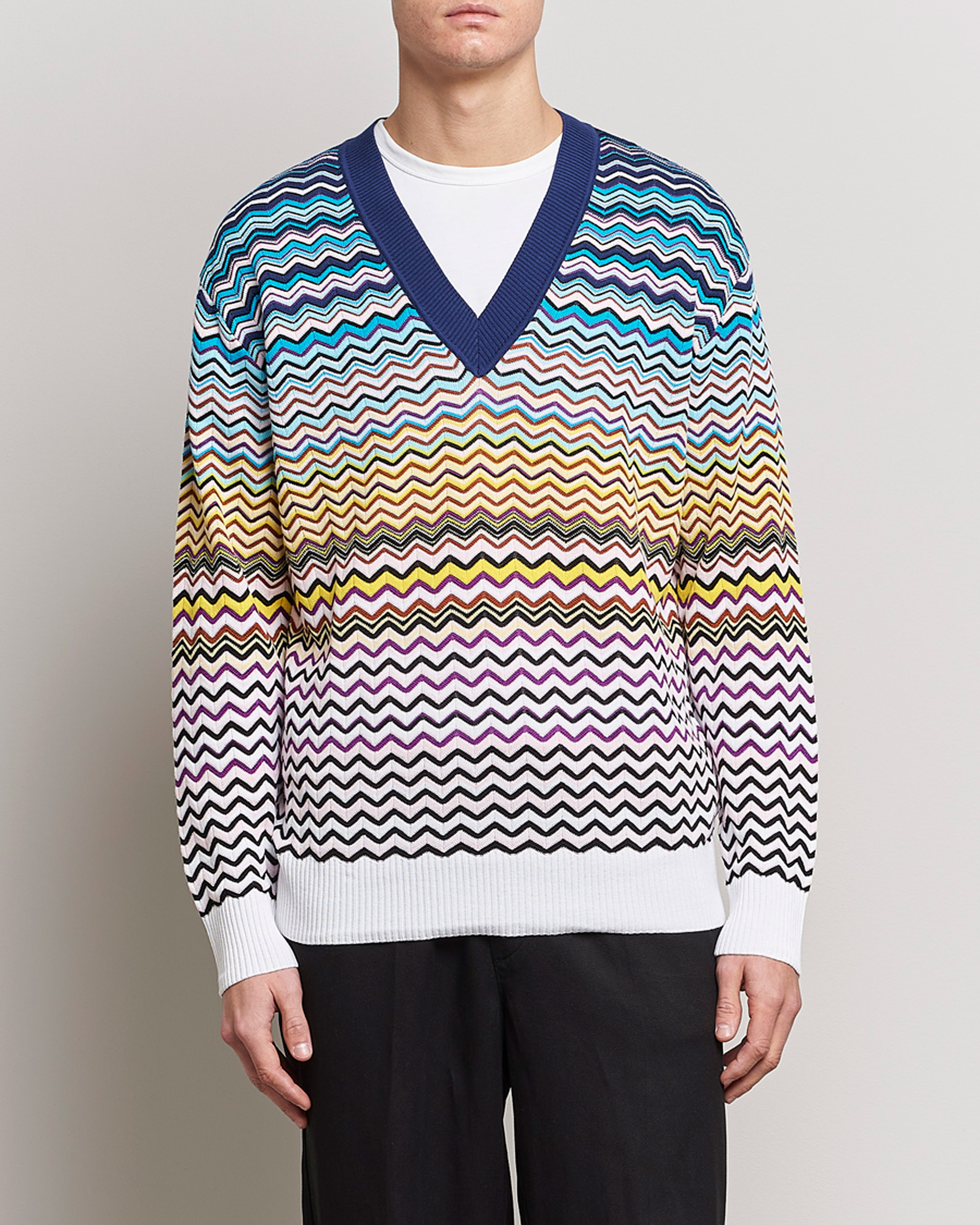 Hombres | Jerséis y prendas de punto | Missoni | V-Neck Chevron Sweater Blue/Yellow