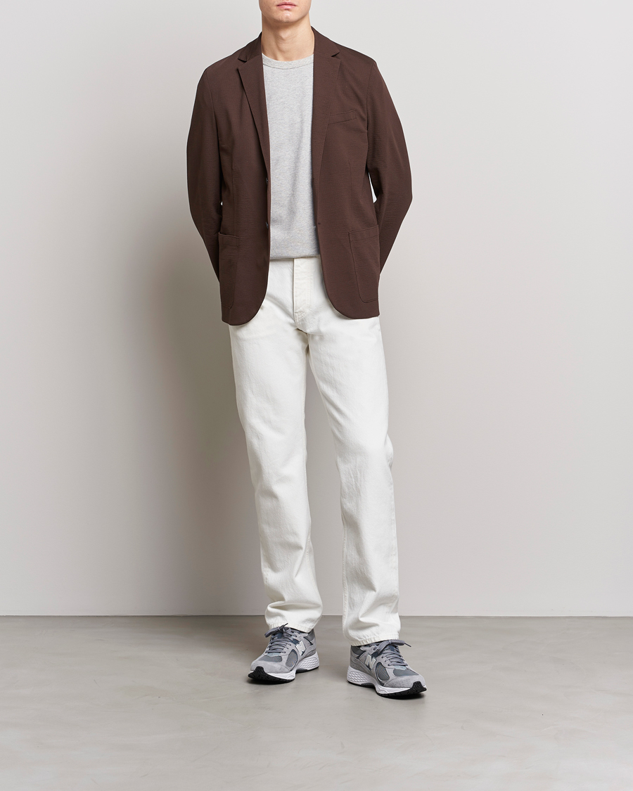 Hombres | Blazers | Harris Wharf London | Coolmax Seersucker Blazer Brown