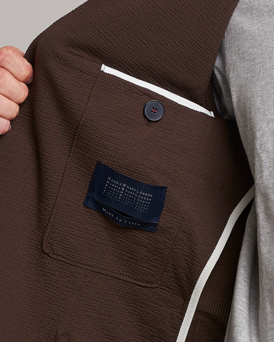 Hombres | Blazers | Harris Wharf London | Coolmax Seersucker Blazer Brown