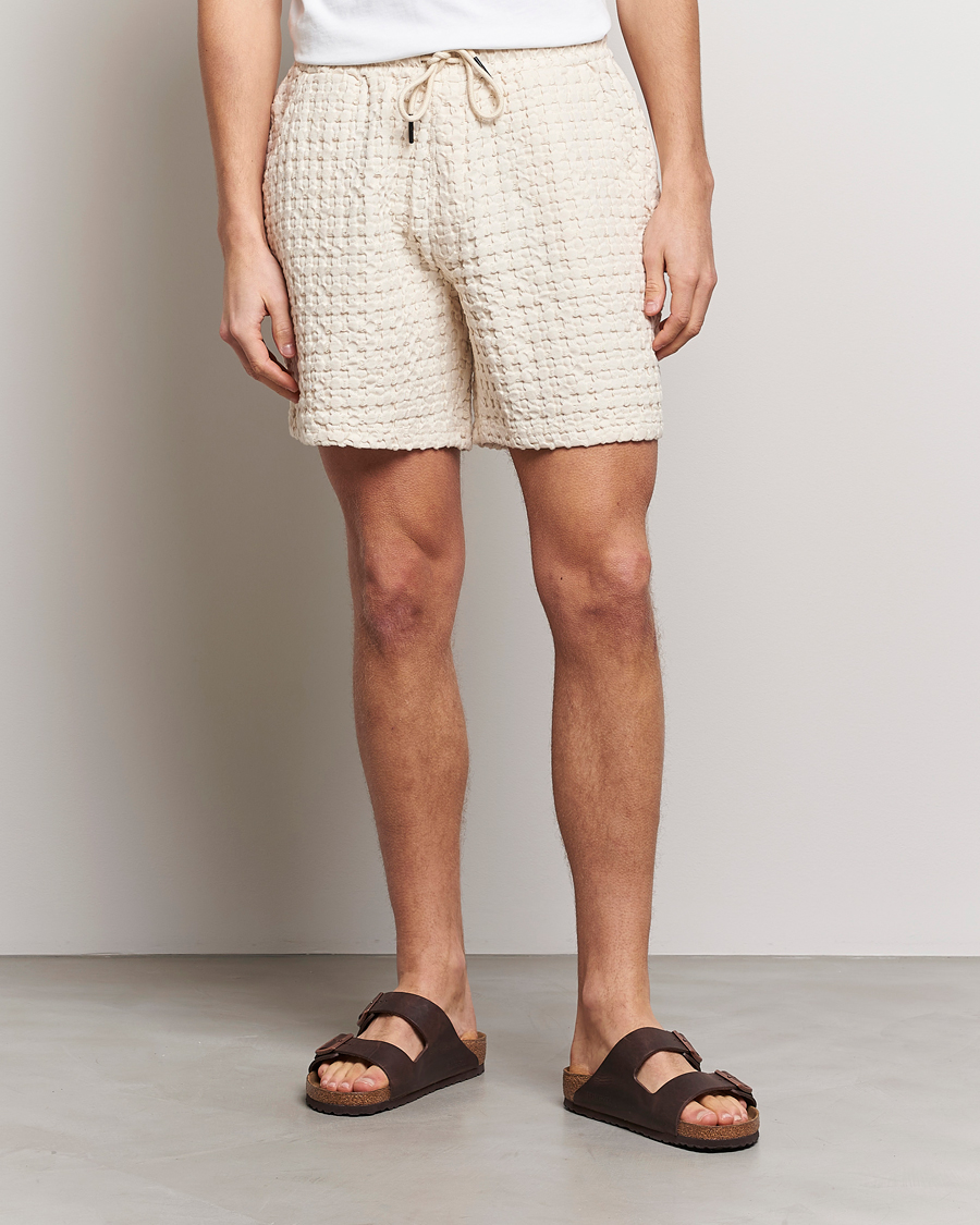 Hombres | Pantalones cortos con cordones | OAS | Porto Waffle Shorts Ecru